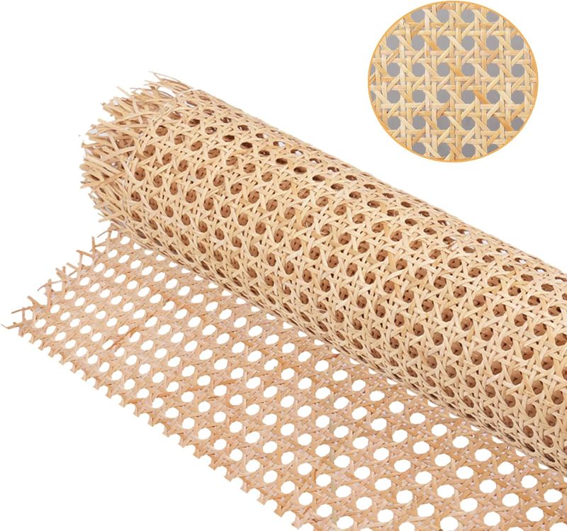 Photo 1 of 18" Width Cane Webbing 3.3Feet, Natural Rattan Webbing for Caning Projects, Woven Open Mesh Cane for Furniture, Chair, Cabinet, Ceiling
