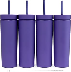 Photo 1 of  Purple Skinny Tumblers with Lids and Straws 
30 PACK 