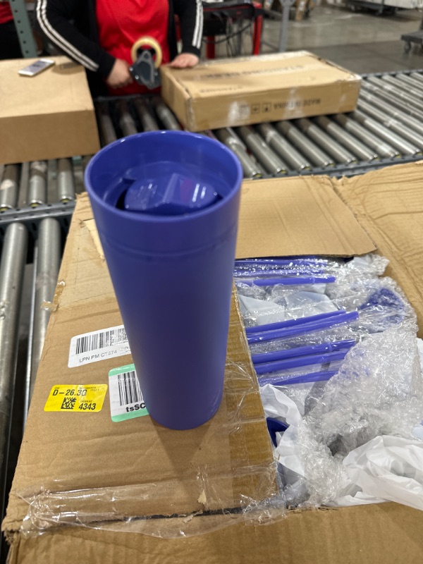 Photo 2 of  Purple Skinny Tumblers with Lids and Straws 
30 PACK 