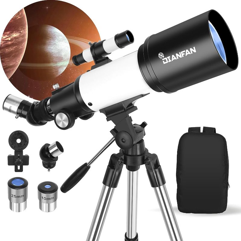 Photo 1 of Dianfan Telescope,70mm Aperture 500mm Telescopes for Adults Astronomy,High Powered Travel Telescope for Kids & Beginners,Professional Refractor Telescopes with Stainless Tripod,Phone Adapter and Bag
