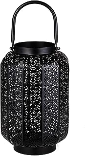 Photo 1 of  ANRUST Bucket Metal Lanterns Hanging, Outdoor Garden Lanterns, Metal Lantern Table Lantern for Garden, Patio, Yard Relaxing Atmosphere on Calm Nights Without LED (Black) 