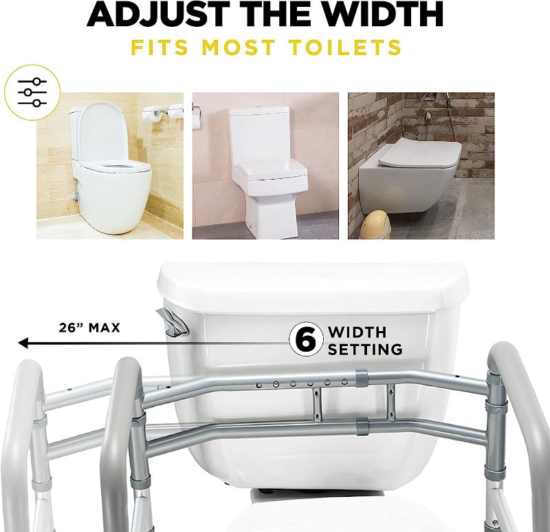 Photo 1 of 
Toilet Safety Rail - Adjustable Detachable Toilet Safety Frame with Handles Heavy-Duty Toilet Safety Rails Stand Alone - Toilet Safety Rails for Elderly, Handicapped - Fits Most Toilets
