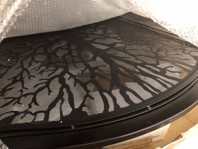 Photo 1 of MyGift Black Wrought Iron Fireplace Screen Door with Silhouette Tree & Bird Design