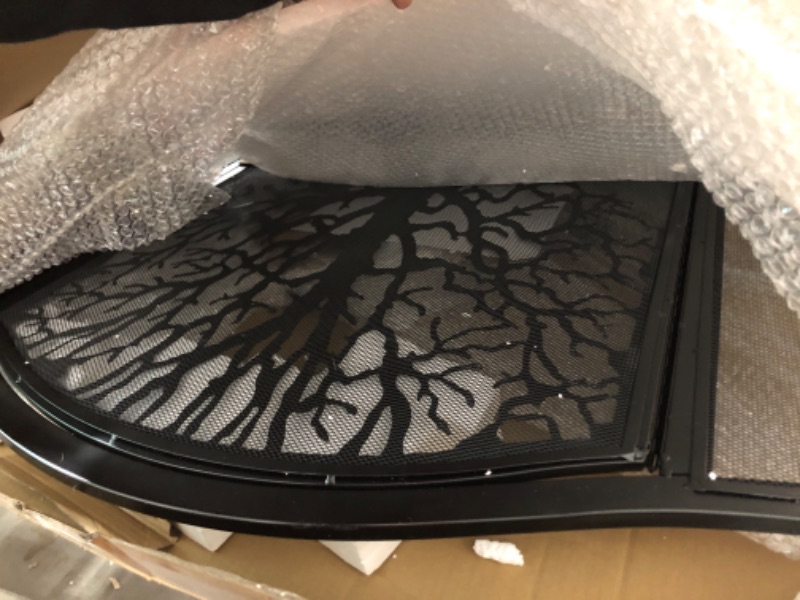 Photo 1 of MyGift Black Wrought Iron Fireplace Screen Door with Silhouette Tree & Bird Design