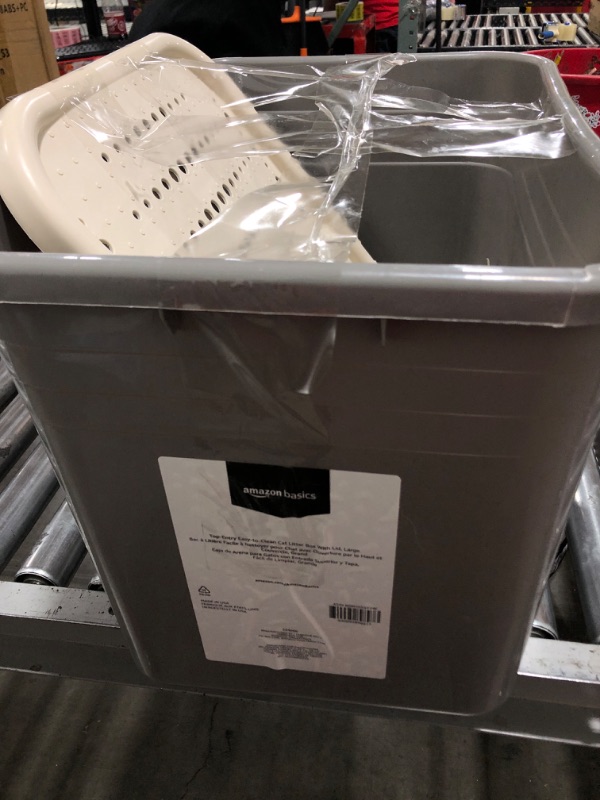 Photo 1 of Amazon Basics Nonstick Top-Entry Cat Litter Box with Filter Lid, Large Large Nonstick Top-Entry