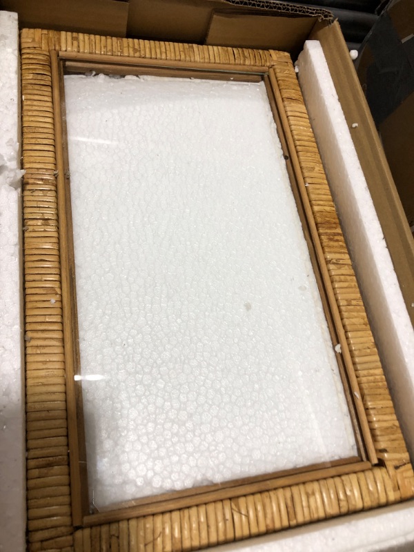 Photo 2 of 14.75" L 12.75" L Rattan Wood Display Boxes, Glass Lid, Set of 2
