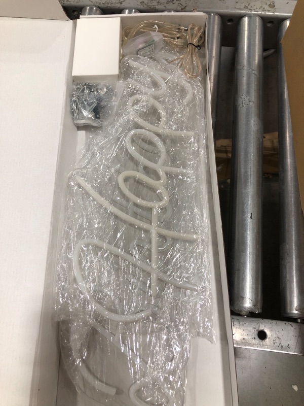 Photo 1 of Large Happy Birthday Neon Sign, Dimmable Happy Birthday Signs for Wall Decor Happy Birthday Light up Sign for All Birthday Party Decoration and Celebration Occasions, Cold White