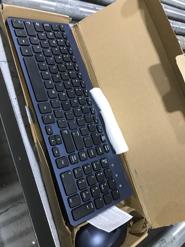 Photo 1 of WisFox Wireless Keyboard and Mouse Combo, Energy Saving, Silent Slim Quick 2.4GHz Cordless USB Keyboard Mouse Set with Number Pad Independent On/Off Switch for PC Laptop Windows Mac (Black and Blue)