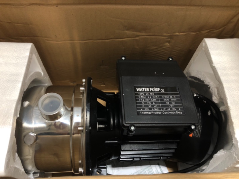 Photo 2 of 1.6HP Water Pump Electric Shallow Well Pump Water Transfer Stainless Steel Pump, 1162 GPH 115V Irrigation Pump for Home, Garden, Lawn, Pool, Draining Irrigation Pump for Water Removal Sprinkler System 1162GPH pump