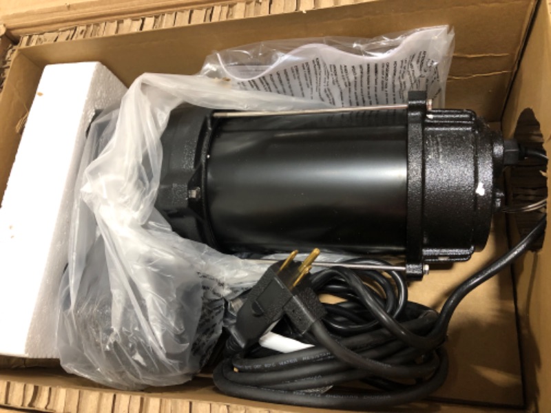 Photo 2 of Acquaer 1/2HP Submersible Sewage/Effluent Pump, 6000 GPH, Cast Iron, Automatic Tethered Float Switch, 115V Sump Pump for Septic Tank, Residential Sewage, Basement, 2'' NPT Discharge 1/2 HP