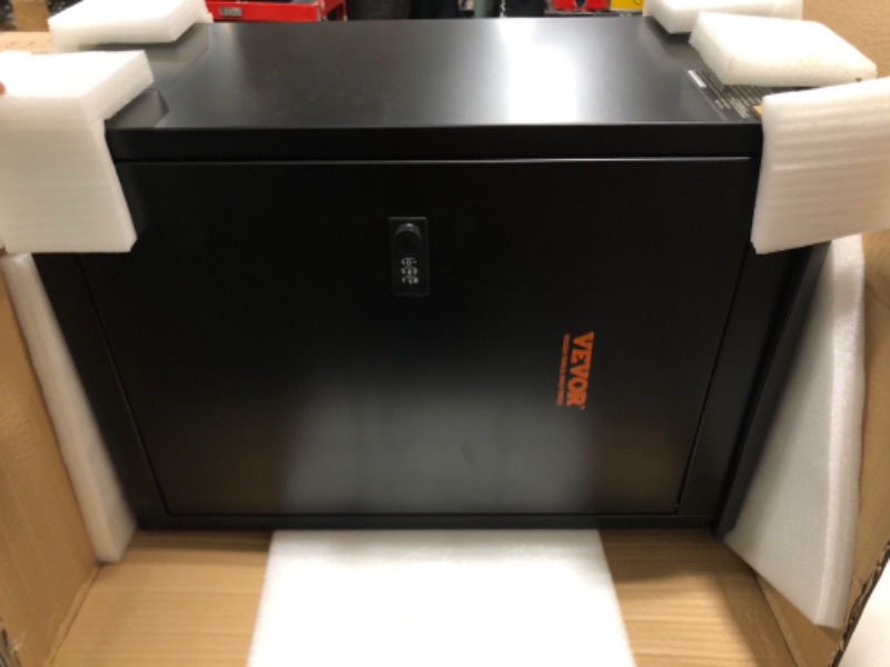 Photo 1 of VEVOR Package Delivery Boxes for Outside 15.4" x 10.6" x 20.5", Galvanized Steel Wall Mount Mailbox with Coded Lock, Anti-Theft Baffle, IPX3 Waterproof Lockable Large Mail Box for Porch, Black