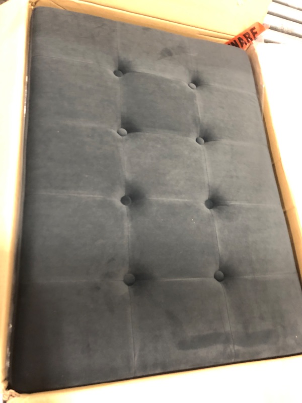 Photo 2 of 24KF Black Wall Mounted Tufted Button Queen Headboard Full Headboard,Soft Comfortable Velvet Padded Queen/Full Size Headboard-6035-Q-Black Queen Black-queen Headboard