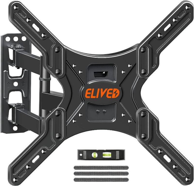 Photo 1 of ELIVED UL Listed TV Wall Mount for Most 26-60 Inch TVs, Swivel and Tilt Full Motion TV Mount with Single Stud Perfect Center Design, Wall Mount TV Bracket Max VESA 400x400mm, Holds up to 88 lbs.
