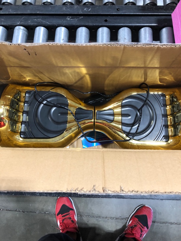 Photo 2 of Flash Wheel Hoverboard 6.5 Bluetooth Speaker with LED Light Self Balancing Wheel Electric Scooter - Chrome Gold