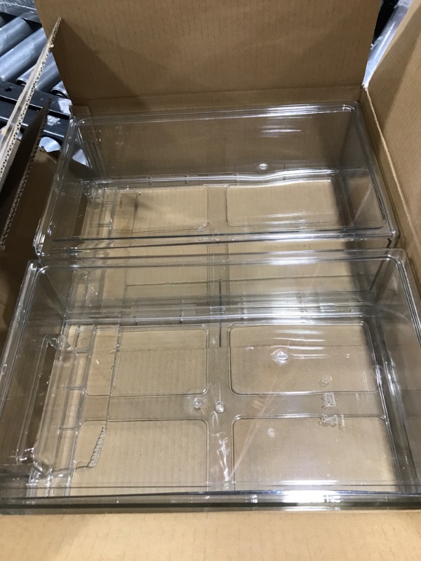 Photo 1 of 2 Pack Stackable Refrigerator Drawers Pull Out Bins Clear Fridge Drawer Organizer Food Storage Containers Plastic Veggie Fruit Produce Saver for Pantry Kitchen Freezer, 2pack×4.5L 2pack×4.5L fridge drawer