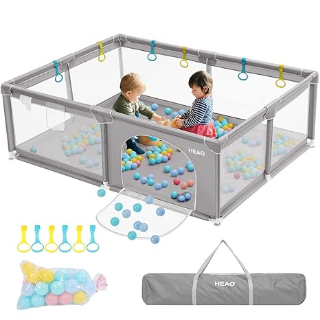 Photo 1 of ACCSTORE Portable Wardrobe Clothing Wardrobe Shelves Clothes Storage Organiser with 4 Hanging Rail,BlackHEAO 79X59 Baby Playpen XL Baby Playard with 30PCS Pits Balls Playpen Toddler Sturdy Play Yard for Toddler Light Grey
