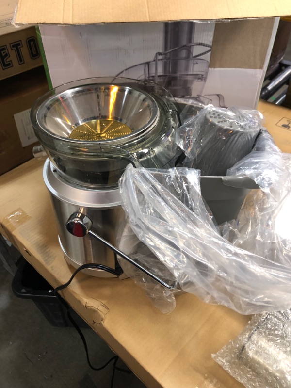 Photo 4 of 1300W GDOR Juicer Machines with Larger 3.2” Feed Chute, Titanium Enhanced Cut Disc Centrifugal Juice Extractor, Full Copper Motor Heavy Duty, for Whole Fruits, Veggies, Dual Speeds, BPA-Free, Silver
