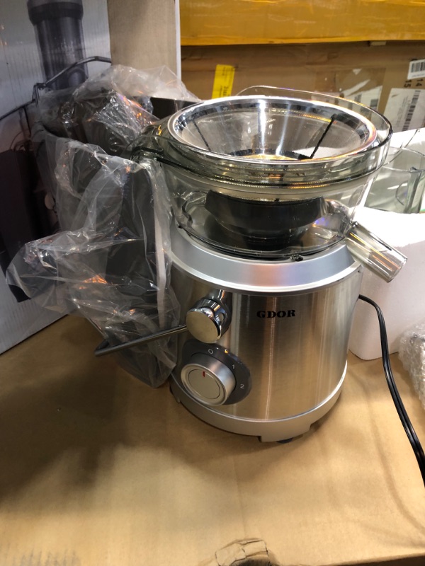 Photo 5 of 1300W GDOR Juicer Machines with Larger 3.2” Feed Chute, Titanium Enhanced Cut Disc Centrifugal Juice Extractor, Full Copper Motor Heavy Duty, for Whole Fruits, Veggies, Dual Speeds, BPA-Free, Silver