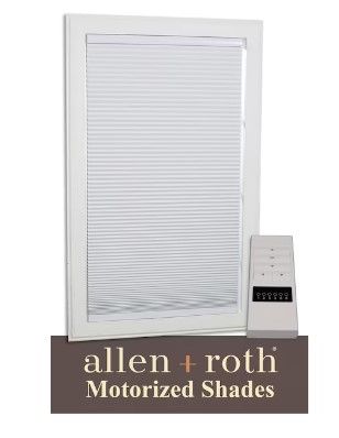 Photo 1 of allen + roth 58-in x 72-in White Blackout Cordless Motorized Cellular Shade Polyester