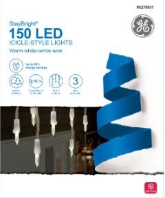 Photo 1 of 90886 - GE StayBright® LED Icicle-Style Lights, 150ct, Warm White
