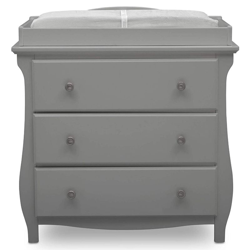 Photo 1 of Delta Children Lancaster 3 Drawer Dresser with Changing Top, Greenguard Gold Certified, Grey
