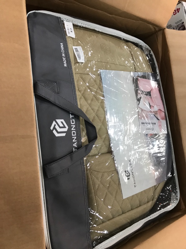 Photo 1 of TANDNGTEK Car Seat Covers Full Coverage,2 Pieces Universal Waterproof Leather Seat Covers for Cars,Front Seat Cushions Fit for Most Cars SUV Pick-up Truck (Beige, Front Pair) FRONT PAIR BEIGE