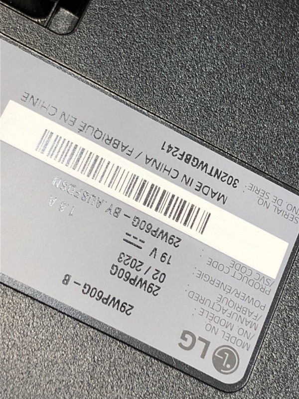 Photo 3 of **NONREFUNDABLE**FOR PARTS OR REPAIR**SEE NOTES**
LG 29WP60G-B UltraWide Monitor 29" 21:9 FHD (2560 x 1080) IPS Display, sRGB 99% Color Gamut, HDR 10, USB Type-C Connectivity, 3-Side Virtually Borderless Display - Black 29 Inches