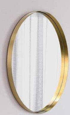 Photo 1 of 30 in. x 30 in. Ultra Round Brushed Gold Stainless Steel Framed Wall Mirror
