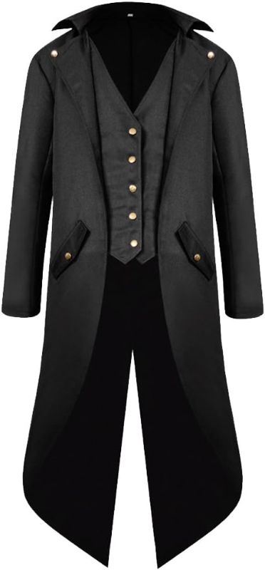 Photo 1 of H&ZY Men's Steampunk Vintage Tailcoat Jacket Gothic Victorian Frock Coat Uniform Halloween Costume Size Medium
