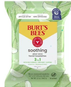 Photo 1 of 3 pack- Burt's Bees Facial Cleansing Towelette Wipes for Sensitive Skin with Cotton Extract, 30 Count (Package May Vary)