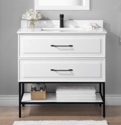 Photo 1 of allen + roth Renzo 36-in White Undermount Single Sink Bathroom Vanity with White Engineered Stone Top
