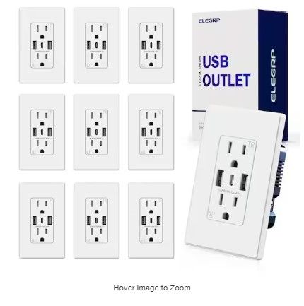 Photo 1 of 21W USB Wall Outlet with Dual Type A and Type C USB Ports,(10 Pack)
