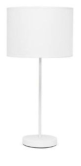 Photo 1 of 22 in. White Stick Lamp with Fabric Shade
