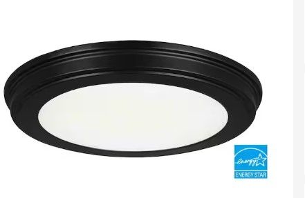 Photo 1 of 15 in. Matte Black 5-CCT LED Round Flush Mount, Low Profile Ceiling Light (2-Pack)
