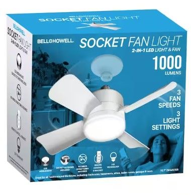 Photo 1 of 15.7 in. Indoor White Ceiling Fan with Remote, LED Light, Socket
