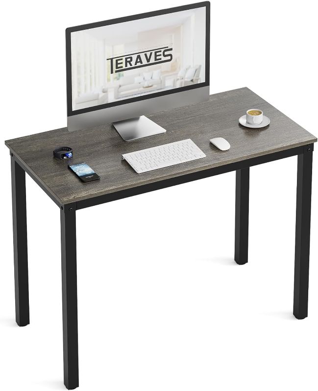 Photo 1 of Teraves Computer Desk/Dining Table Office Desk Sturdy Writing Workstation for Home Office (39.37“, Black Oak)