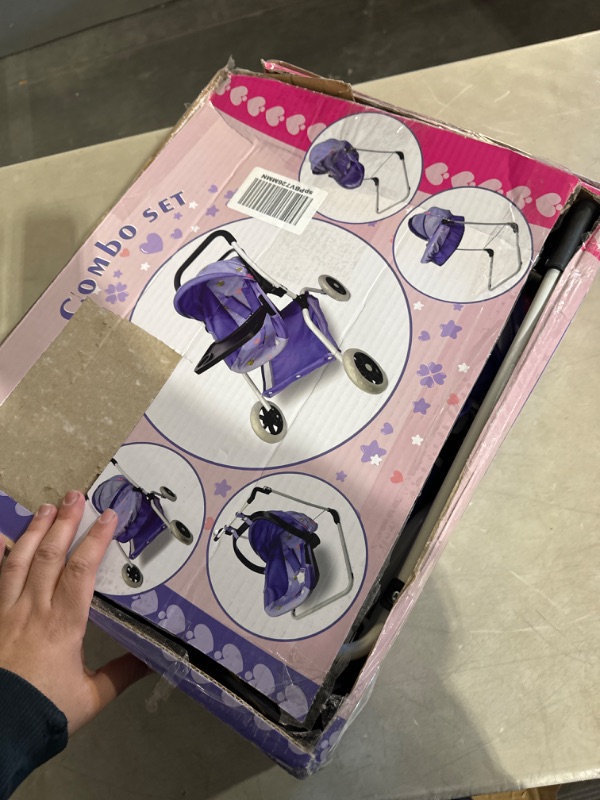 Photo 4 of ***MISSING PIECES READ NOTES******Anivia Baby Doll Stroller and Doll Swings for 15 inches Dolls | 8 in 1 | Doll Pram/ Carrier/ Stroller with Removable Bassinet & Bed, Changing Bag Purple ZH034purple