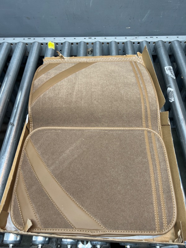 Photo 1 of CAR PASS Beige Car Floor Mats, Edge Leather Car Mats with Double Stitch Line and Anti-Slip Backing Design, Fit 95% Automotive,SUVS,Sedan,Vans (Pure Beige) Pure Beige Floor Mats