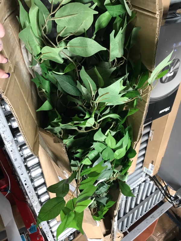 Photo 1 of Kazeila 7 Feet Artificial Ficus Tree - Fake Silk Plants with Lifelike Leaves and Natural Wood Trunk - Faux Potted Tree for Indoor Home Decor 1 7'