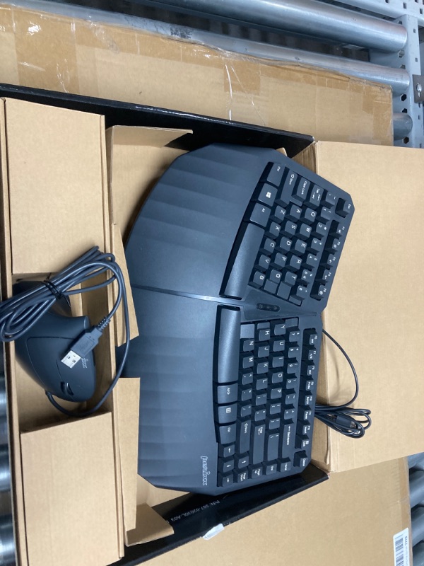 Photo 2 of Perixx PERIDUO-413B US, Wired USB Ergonomic Compact Split Keyboard and Vertical Mouse - Bundle with a 6-Button Ergonomic Vertical Mouse - Black - US English