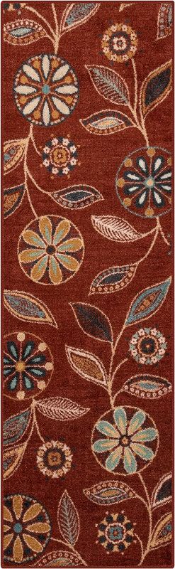 Photo 1 of 1'8X4'Maples Rugs Reggie Floral Runner Rug Non Skid Hallway Entry Carpet 