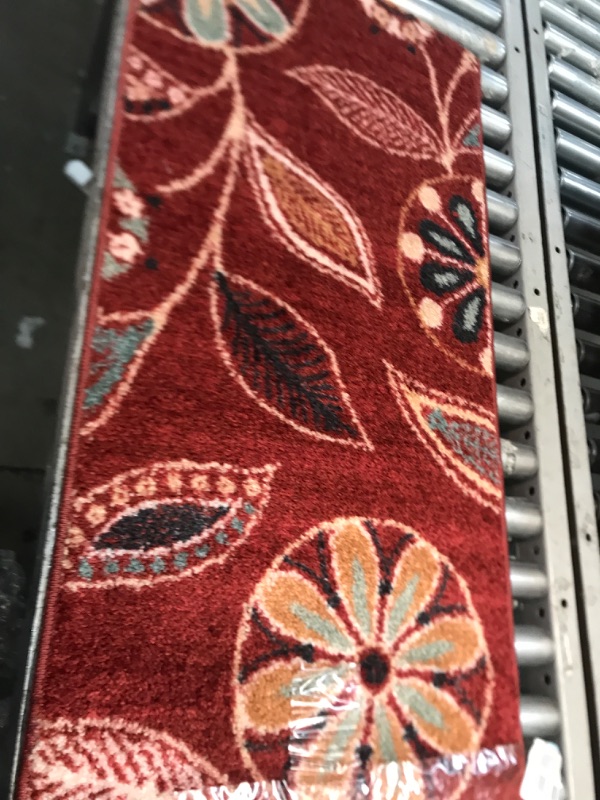 Photo 2 of 1'8X4'Maples Rugs Reggie Floral Runner Rug Non Skid Hallway Entry Carpet 