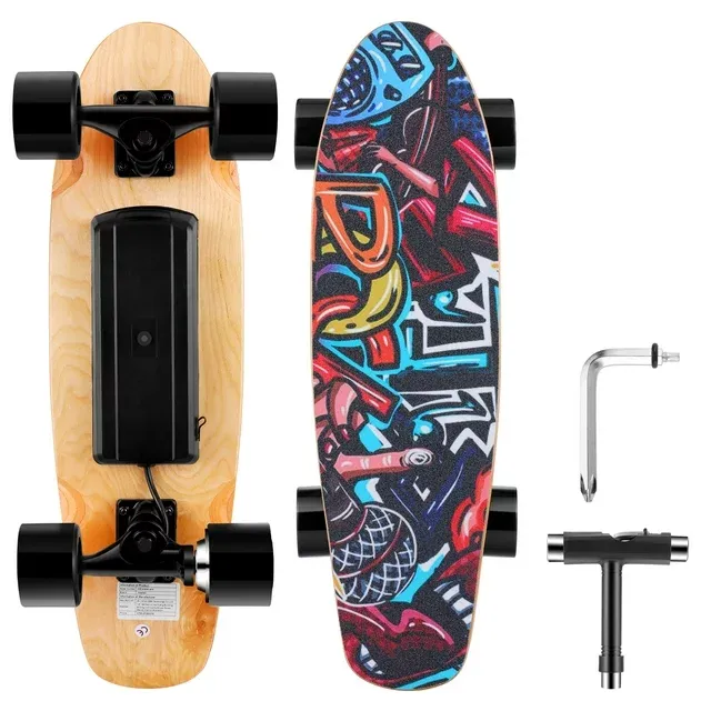 Photo 1 of DEVO Electric Skateboard with Wireless Remote Control, 350W, Max 12.4 MPH, 7 Layers Maple E-Skateboard, 3 Speed Adjustment for Adults, Teens, and Kids, Black
