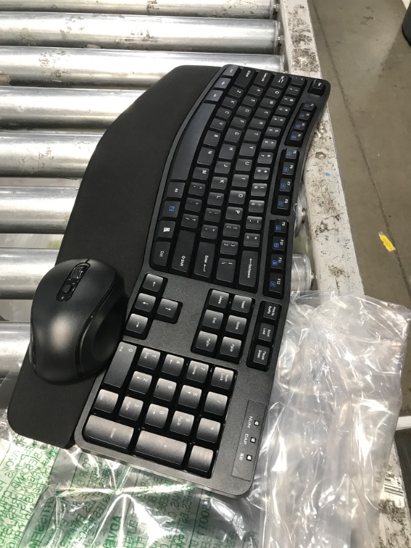 Photo 2 of Amazon Basics Ergonomic Wireless Keyboard Mouse Combo - QWERTY - Black