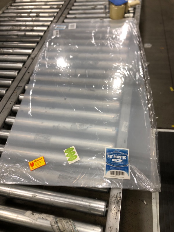 Photo 2 of 3 Pack PET Sheet Panels - 24" x 48" x 0.04" Plexiglass - Quality Lightweight and Shatterproof Glass Alternative Perfect for DIY Sneeze Guards, Face Shields, Railing Guards, and Pet Barriers. 24x48"x0.04"(Pack of 3)