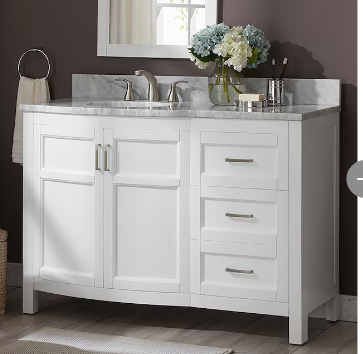 Photo 1 of allen + roth Moravia 48-in White Undermount Single Sink Bathroom Vanity with Carrara Natural Marble Top
