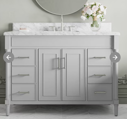 Photo 1 of allen + roth Perrella 49-in Light Gray Undermount Single Sink Bathroom Vanity with Carrara Natural Marble Top
