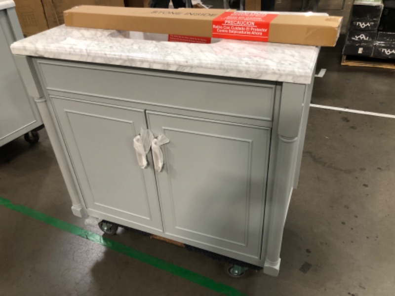 Photo 2 of allen + roth Perrella 37-in Light Gray Undermount Single Sink Bathroom Vanity with Carrera White Natural Marble Top
