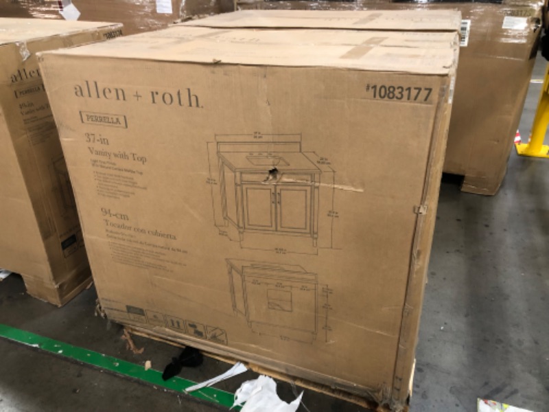 Photo 1 of allen + roth Perrella 37-in Light Gray Undermount Single Sink Bathroom Vanity with Carrera White Natural Marble Top
