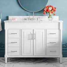 Photo 1 of allen + roth Perrella 49-in White Undermount Single Sink Bathroom Vanity with Carrara Natural Marble Top
